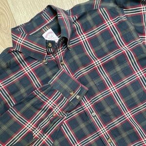 Brooks Brothers Madison Fit Non-Iron Supima Cotton Blue Plaid Shirt Mens Large